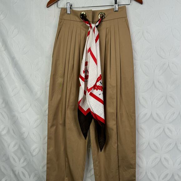 BURBERRY Tapered Pant Trouser Silk Scarf Belt SOCIETY Size 0 NWT $1190 - Picture 8 of 16